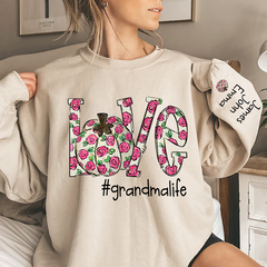 Lofaris Custom Love Grandmalife Pink Flowers Sweatshirt