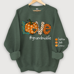 Lofaris Love grandmalife Leopard,Pumpkin Fall Personalized Autumn Sweatshirt