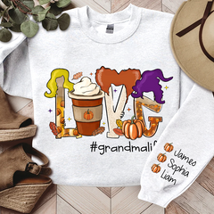 Lofaris Custom Love Milk Tea Witch Pumpkin Fall Sweatshirt