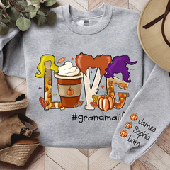 Lofaris Custom Love Milk Tea Witch Pumpkin Fall Sweatshirt