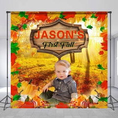 Lofaris Custom Maple Leaves First Fall Birthday Backdrop