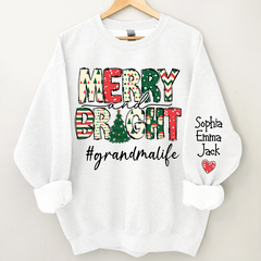 Lofaris Custom Merry Bright Grandmalife Christmas Sweatshirt