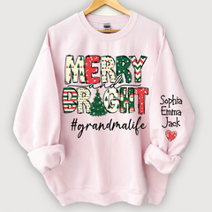 Lofaris Custom Merry Bright Grandmalife Christmas Sweatshirt