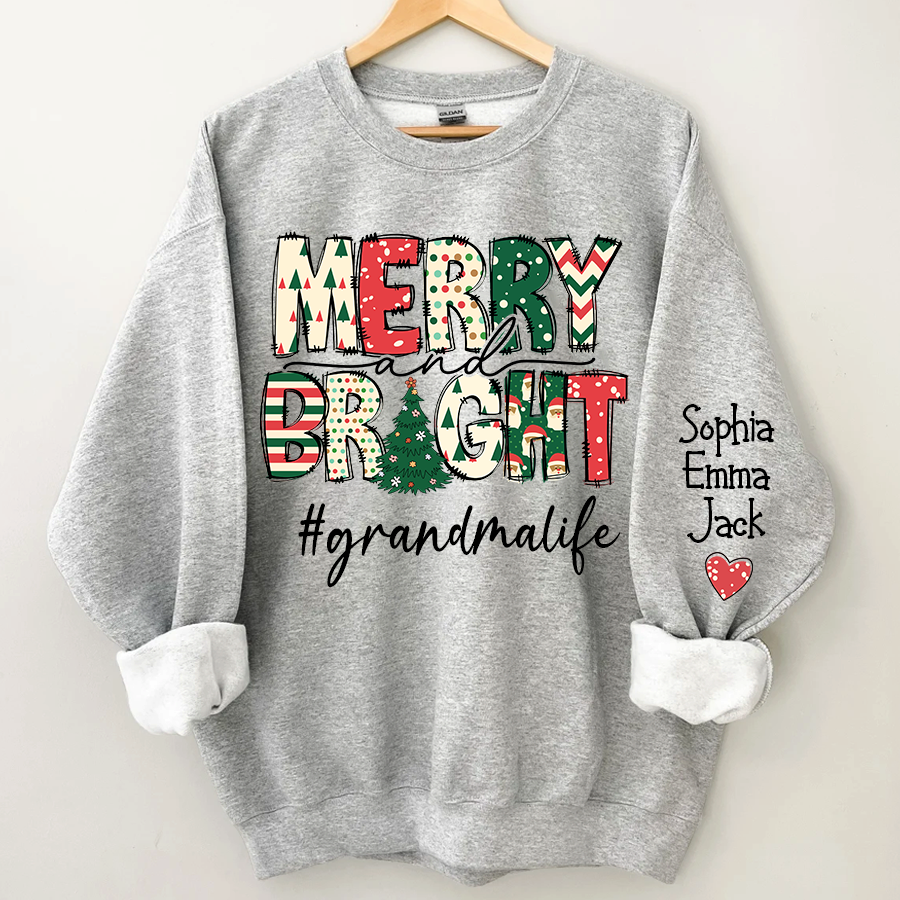 Lofaris Custom Merry Bright Grandmalife Christmas Sweatshirt