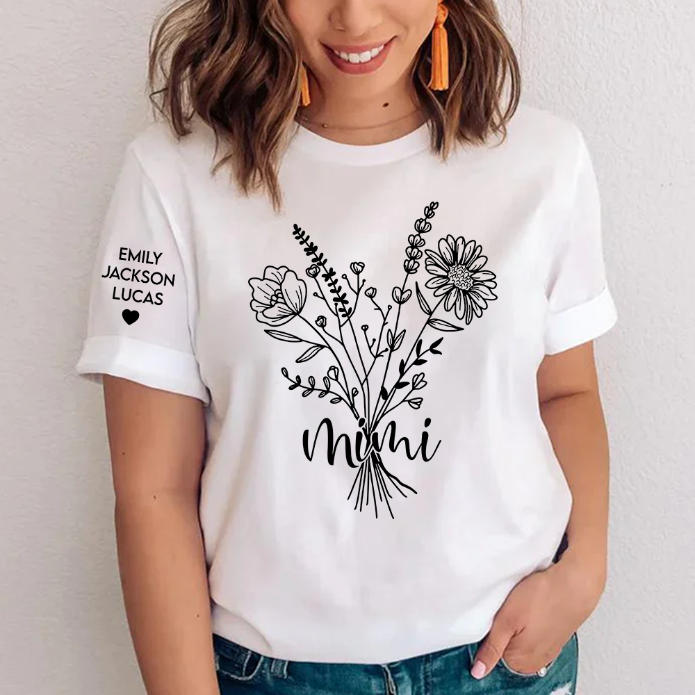 Lofaris Custom Mimi And Kids Wildflowers Mothers Day T-Shirt