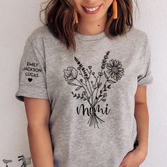 Lofaris Custom Mimi And Kids Wildflowers Mothers Day T-Shirt