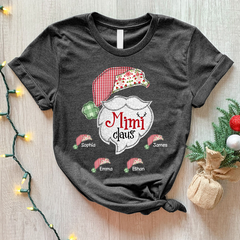 Lofaris Custom Mimi Claus With Grandkids Christmas T-Shirt