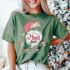 Lofaris Custom Mimi Claus With Grandkids Christmas T-Shirt