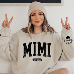 Lofaris Custom Mimi Est With Grandkits Names Sweatshirt