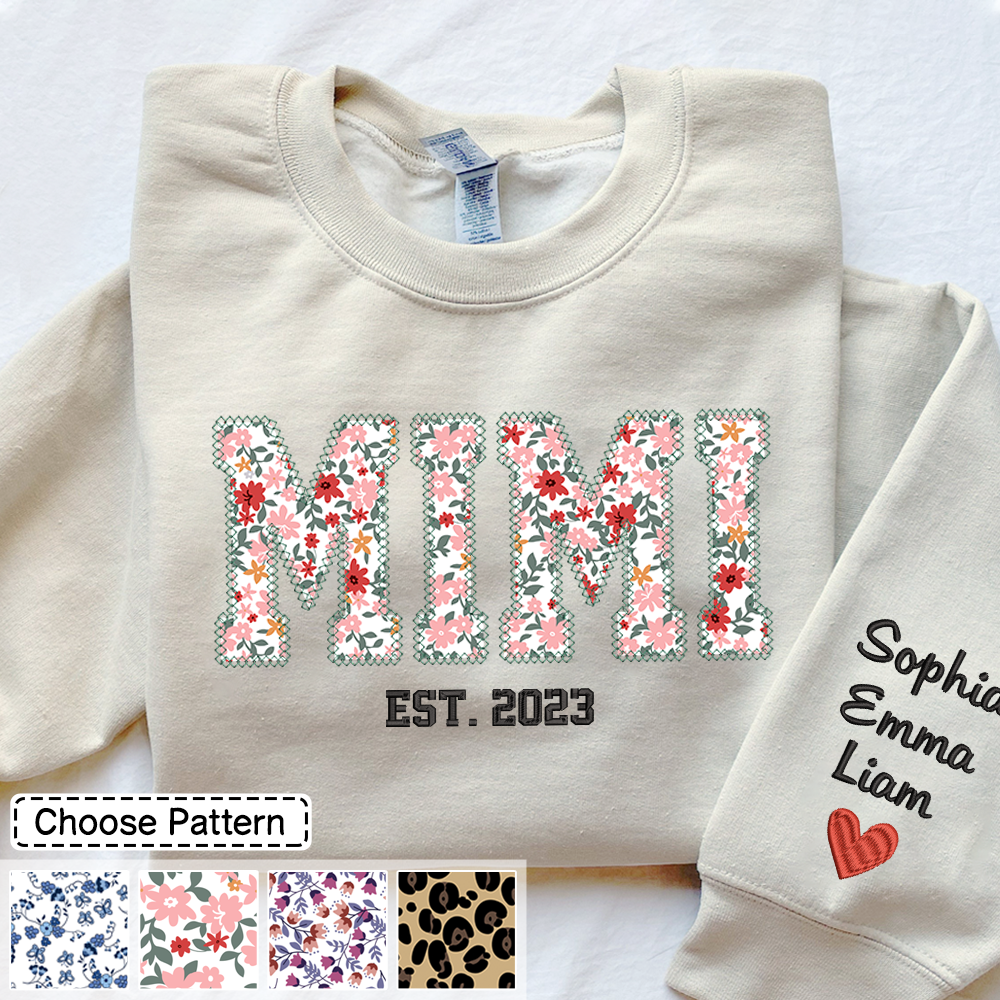 Lofaris Custom Mimi Floral Pattern Embroidered Sweatshirt