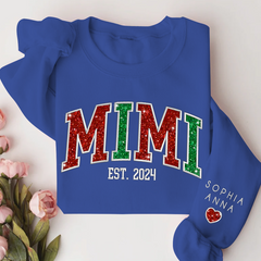 Lofaris Custom Mimi Glitter Embroidered Grandkids Sweatshirt