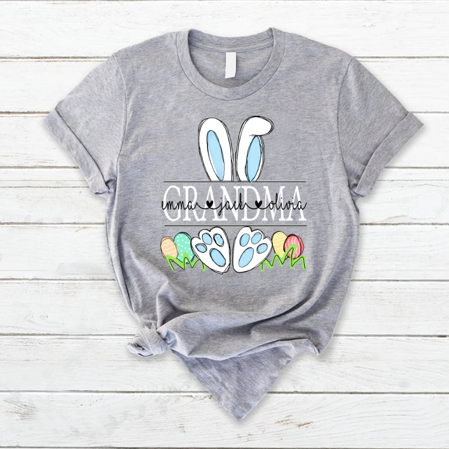 Lofaris Custom Mimi Grandkids Eggs Easter Bunny T-Shirt