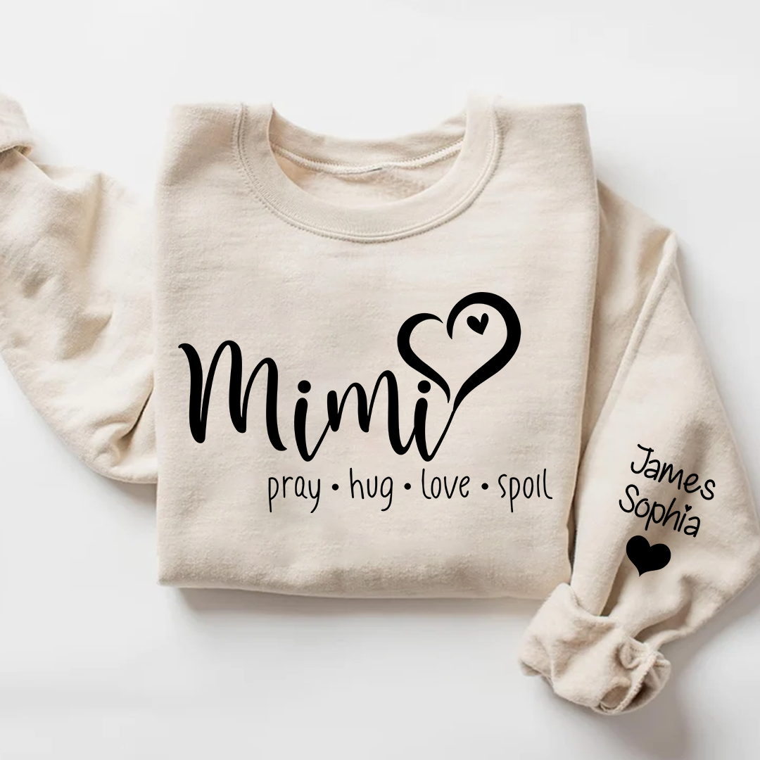 Lofaris Custom Mimi Heart And Grandkids Name Sweatshirt