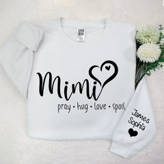 Lofaris Custom Mimi Heart And Grandkids Name Sweatshirt