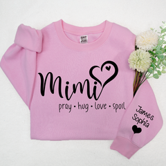 Lofaris Custom Mimi Heart And Grandkids Name Sweatshirt