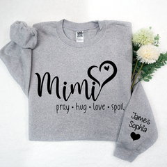 Lofaris Custom Mimi Heart And Grandkids Name Sweatshirt