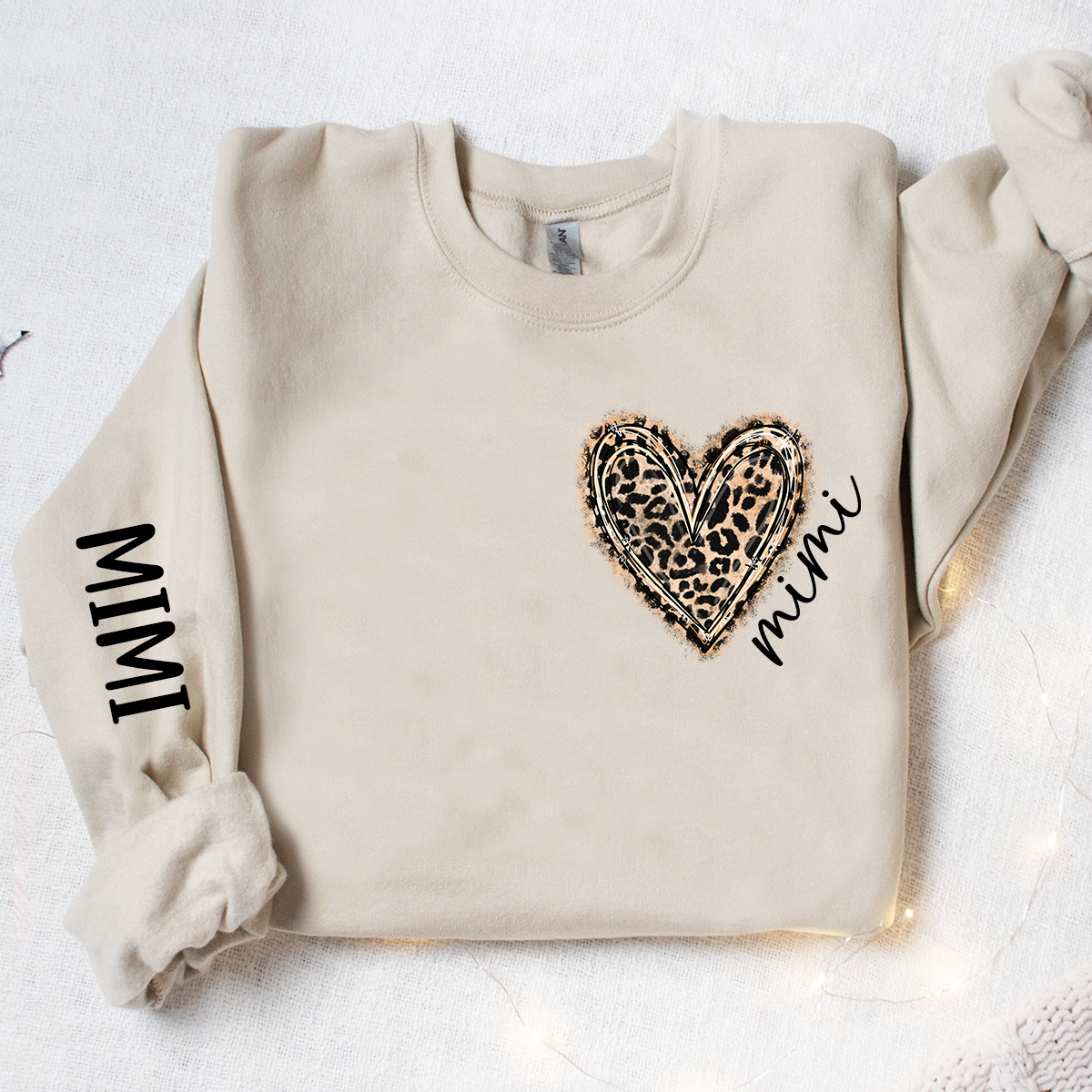 Lofaris Custom Mimi Heart Leopard With Grandkids Sweatshirt