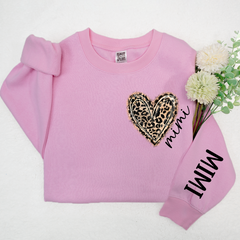 Lofaris Custom Mimi Heart Leopard With Grandkids Sweatshirt