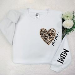 Lofaris Custom Mimi Heart Leopard With Grandkids Sweatshirt