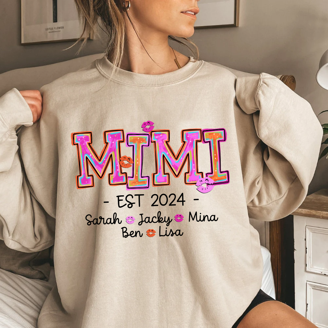 Lofaris Custom Mimi Kids Valentines Grandma Gift Sweatshirt