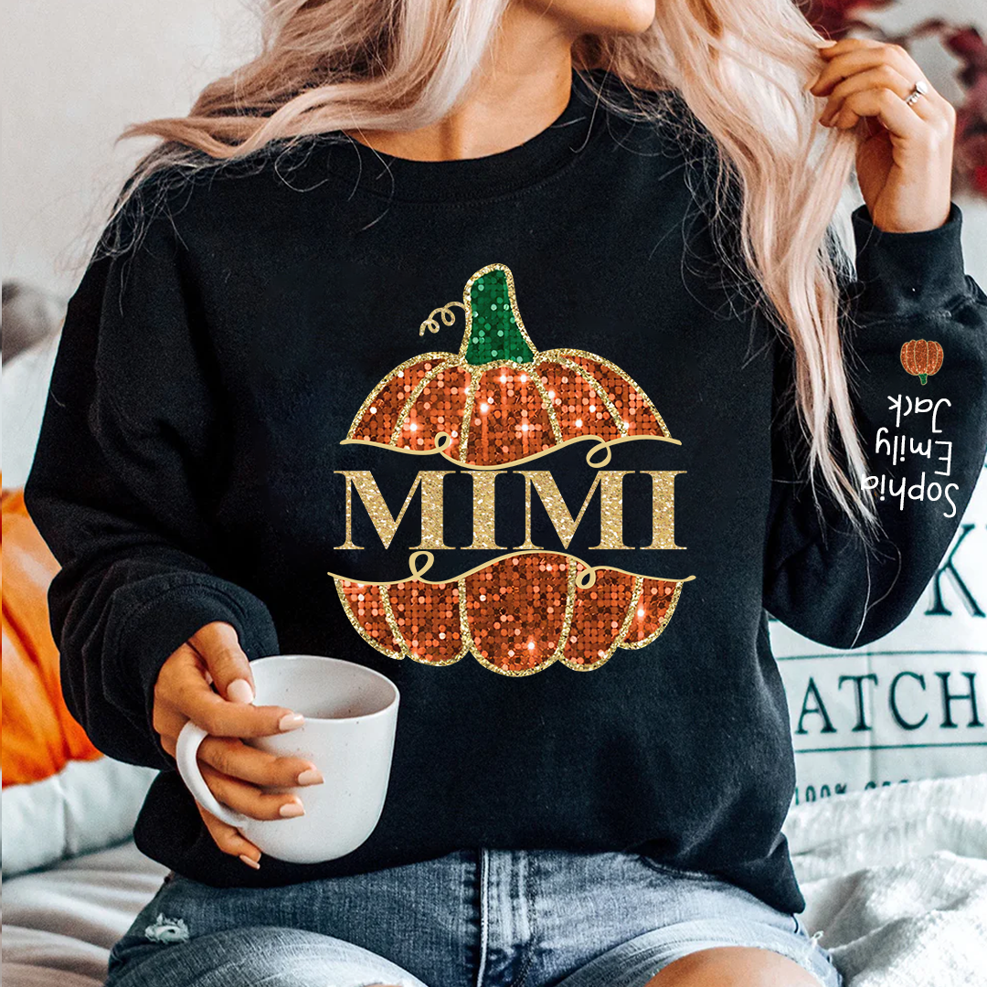 Lofaris Custom Mimi Pumpkin Grandkids Autumn Sweatshirt