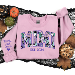 Lofaris Custom Mimi Spooky Flower And Grandkids Sweatshirt