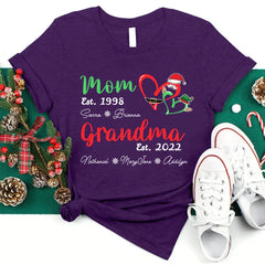 Lofaris Custom Mom And Grandma Year Heart Christmas T-Shirt