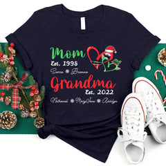 Lofaris Custom Mom And Grandma Year Heart Christmas T-Shirt