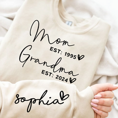 Lofaris Custom Mom Grandma Est With Kids Name Sweatshirt