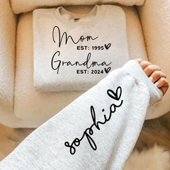 Lofaris Custom Mom Grandma Est With Kids Name Sweatshirt