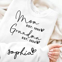 Lofaris Custom Mom Grandma Est With Kids Name Sweatshirt