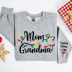 Lofaris Custom Mom Grandma Light Christmas Kids Sweatshirt