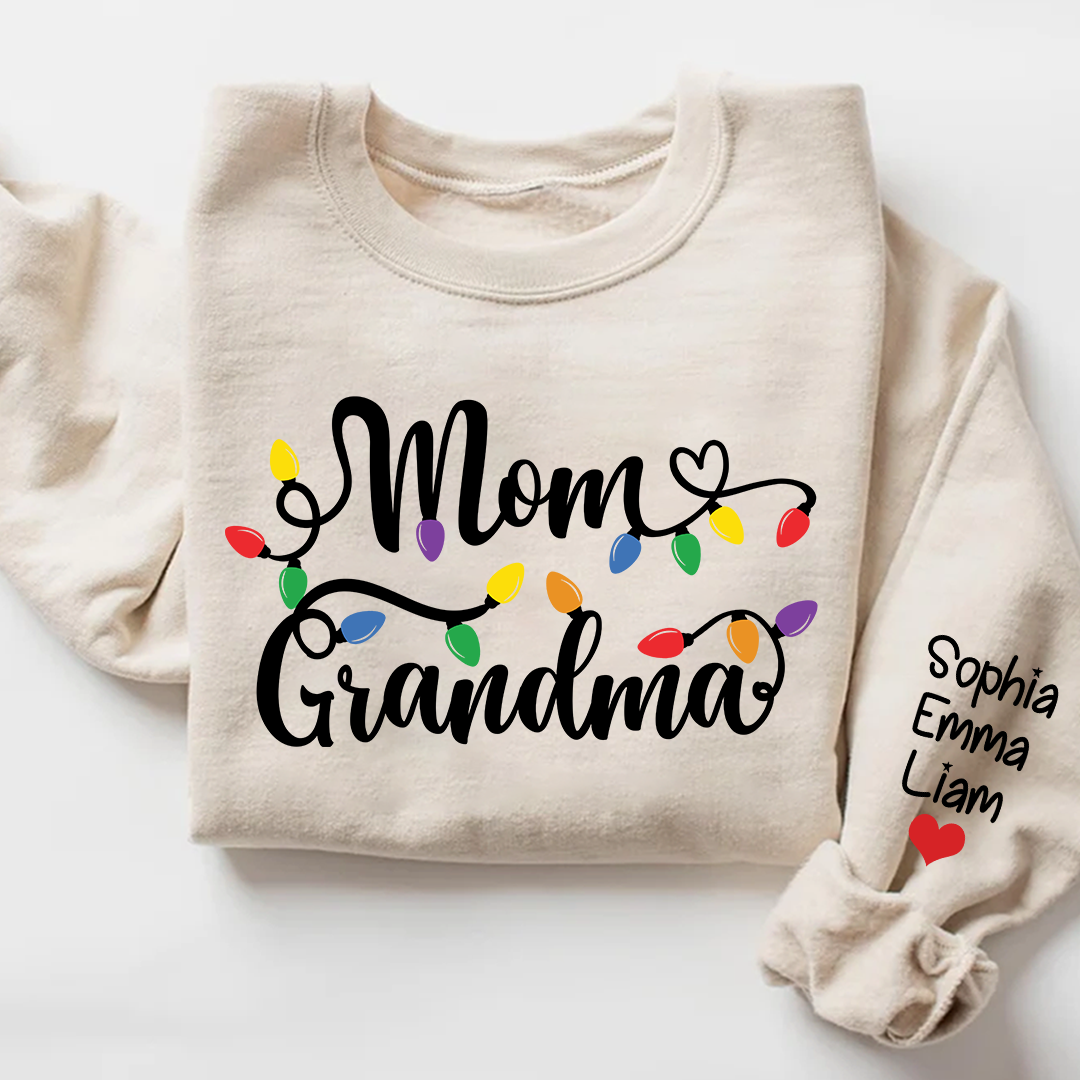 Lofaris Custom Mom Grandma Light Christmas Kids Sweatshirt