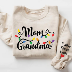 Lofaris Custom Mom Grandma Light Christmas Kids Sweatshirt