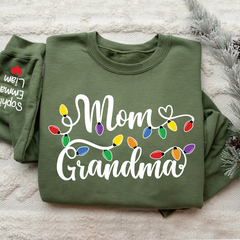 Lofaris Custom Mom Grandma Light Christmas Kids Sweatshirt