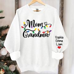 Lofaris Custom Mom Grandma Light Christmas Kids Sweatshirt