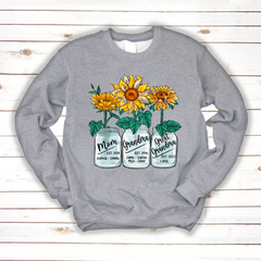 Lofaris Custom Mom Grandma Sunflowers Glass Jar Sweatshirt