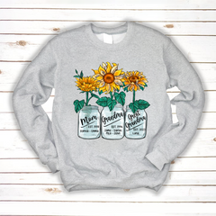 Lofaris Custom Mom Grandma Sunflowers Glass Jar Sweatshirt