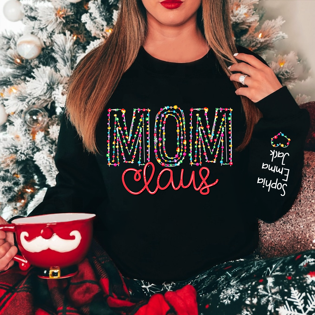 Lofaris Custom Mom lights Claus Merry Christmas Sweatshirt