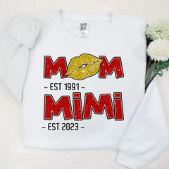 Lofaris Custom Mom Mimi Est Lip Print Glitter Sweatshirt