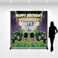 Lofaris Custom Monster Truck Racing 4th Birthday Backdrop