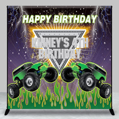 Lofaris Custom Monster Truck Racing 4th Birthday Backdrop