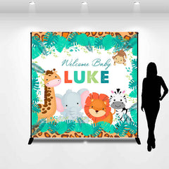 Lofaris Custom Monstera Animals Welcome Baby Shower Backdrop