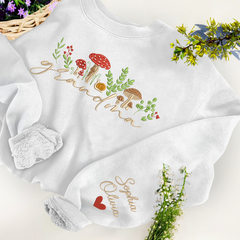 Lofaris Custom Mushrooms Grandma And Kids Name Sweatshirt