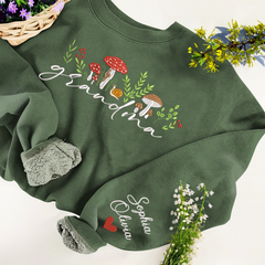 Lofaris Custom Mushrooms Grandma And Kids Name Sweatshirt