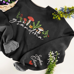 Lofaris Custom Mushrooms Grandma And Kids Name Sweatshirt