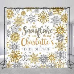 Lofaris Custom Name A Little Snowflake Baby Shower Backdrop