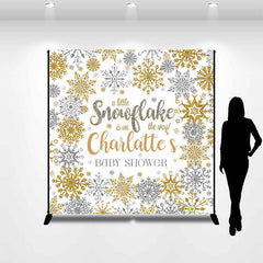 Lofaris Custom Name A Little Snowflake Baby Shower Backdrop