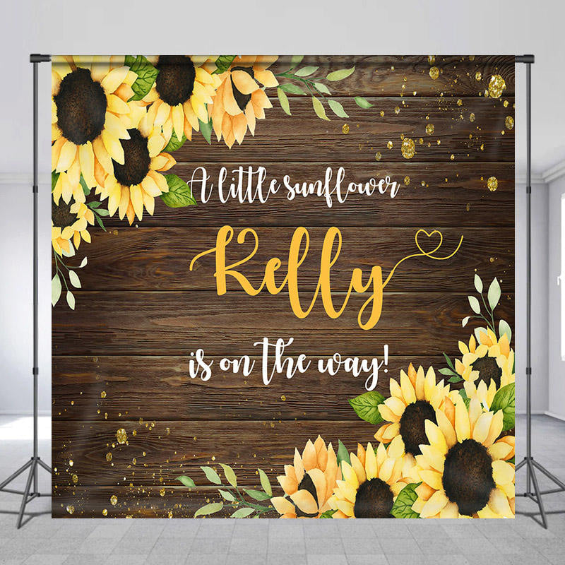 Lofaris Custom Name A Little Sunflower Baby Shower Backdrop