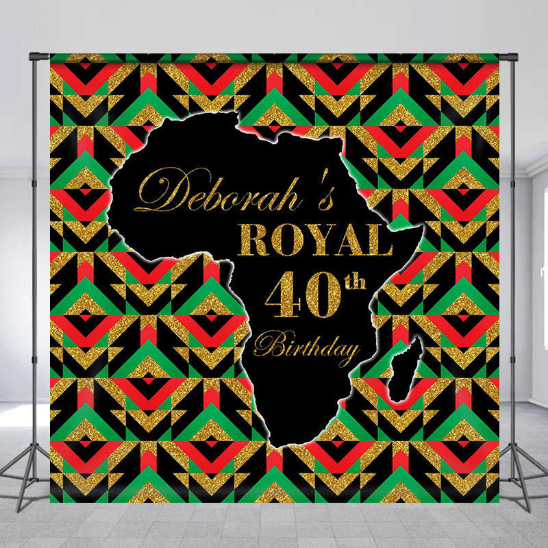 Lofaris Custom Name African Map Pattern Birthday Backdrop